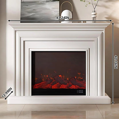 Aihm-Lon Electric Fireplace with Layered Lines White TV Stand 47”