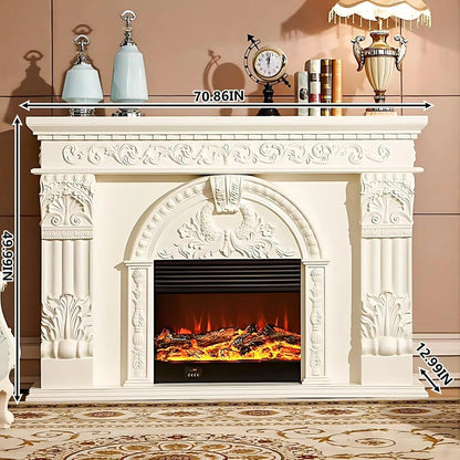 Aihm-Lon Electric Fireplace Includes Exquisite 3D Embossed Flower Design 71”