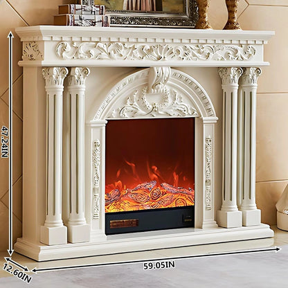Aihm-Lon Elegant Electric Fireplace with Arched Carved Door Design 59”