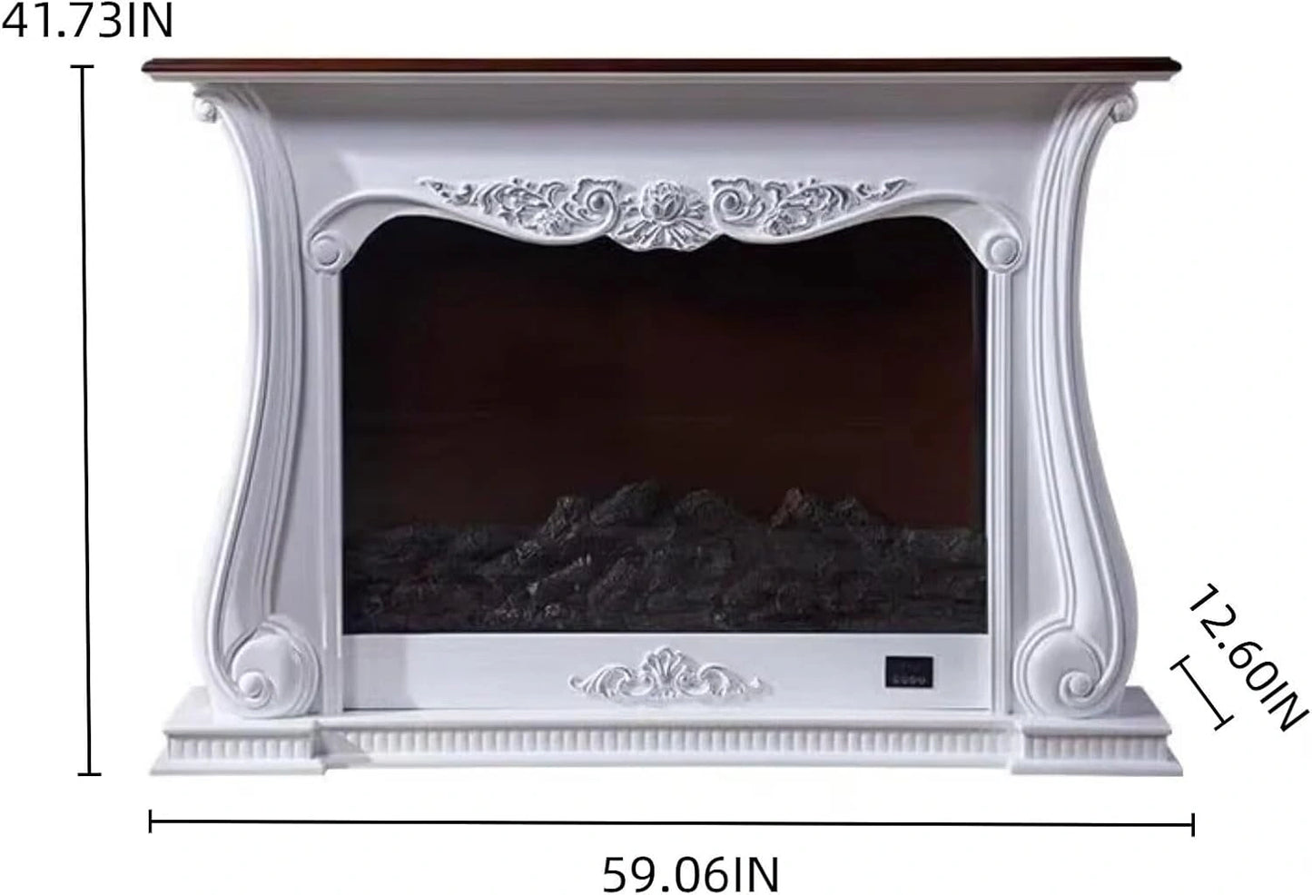 Aihm-Lon Brown Electric Fireplace with Wood Grain and Carved Decoration 59”