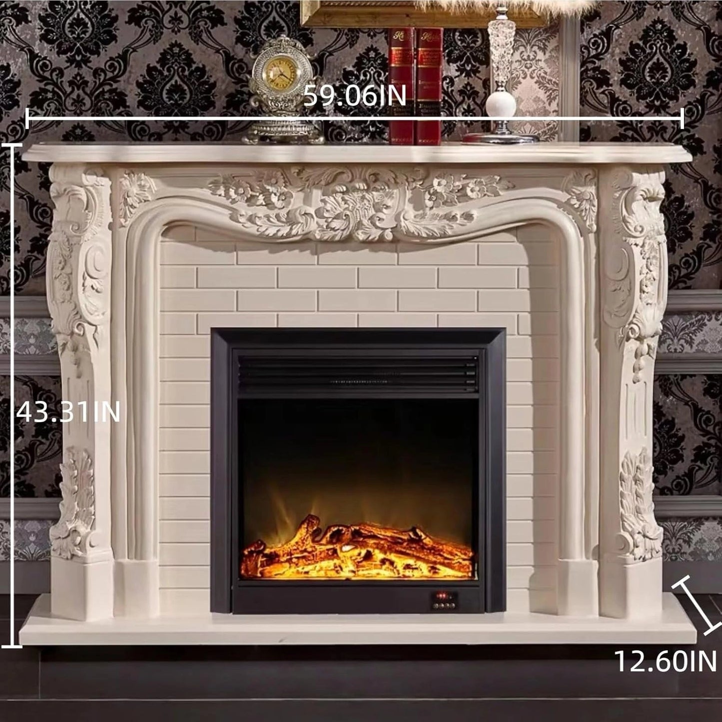 Aihm-Lon Brown Electric Fireplace with LED Simulated Flame 59”