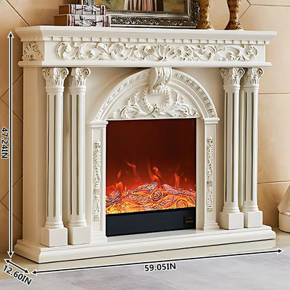 Aihm-Lon Modern Electric Fireplace TV Stand with Arched Carved Door Design 59”
