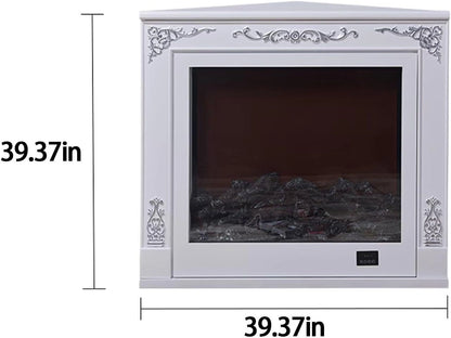 Aihm-Lon Corner Electric Fireplace Includes White Triangular Design 39”