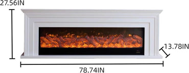 Aihm-Lon Freestanding Electric Fireplace Includes White Modern Layered Lines 79”