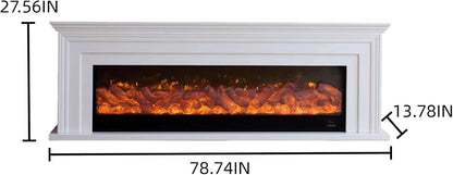 Aihm-Lon Freestanding Electric Fireplace Includes White Modern Layered Lines 79”