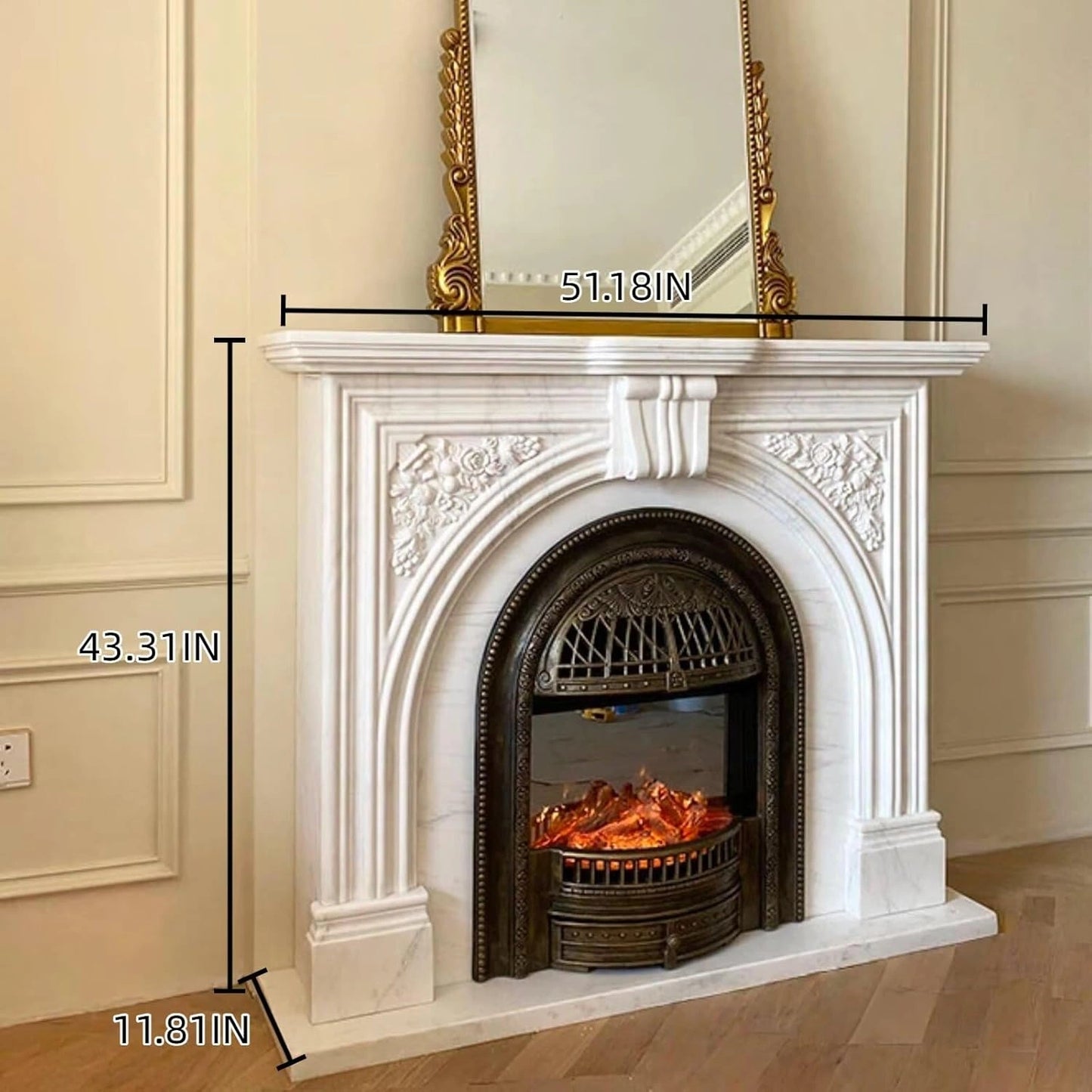 Aihm-Lon Tall Electric Fireplace Includes White Luxury Classic Carving 51”