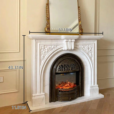 Aihm-Lon Tall Electric Fireplace Includes White Luxury Classic Carving 51”
