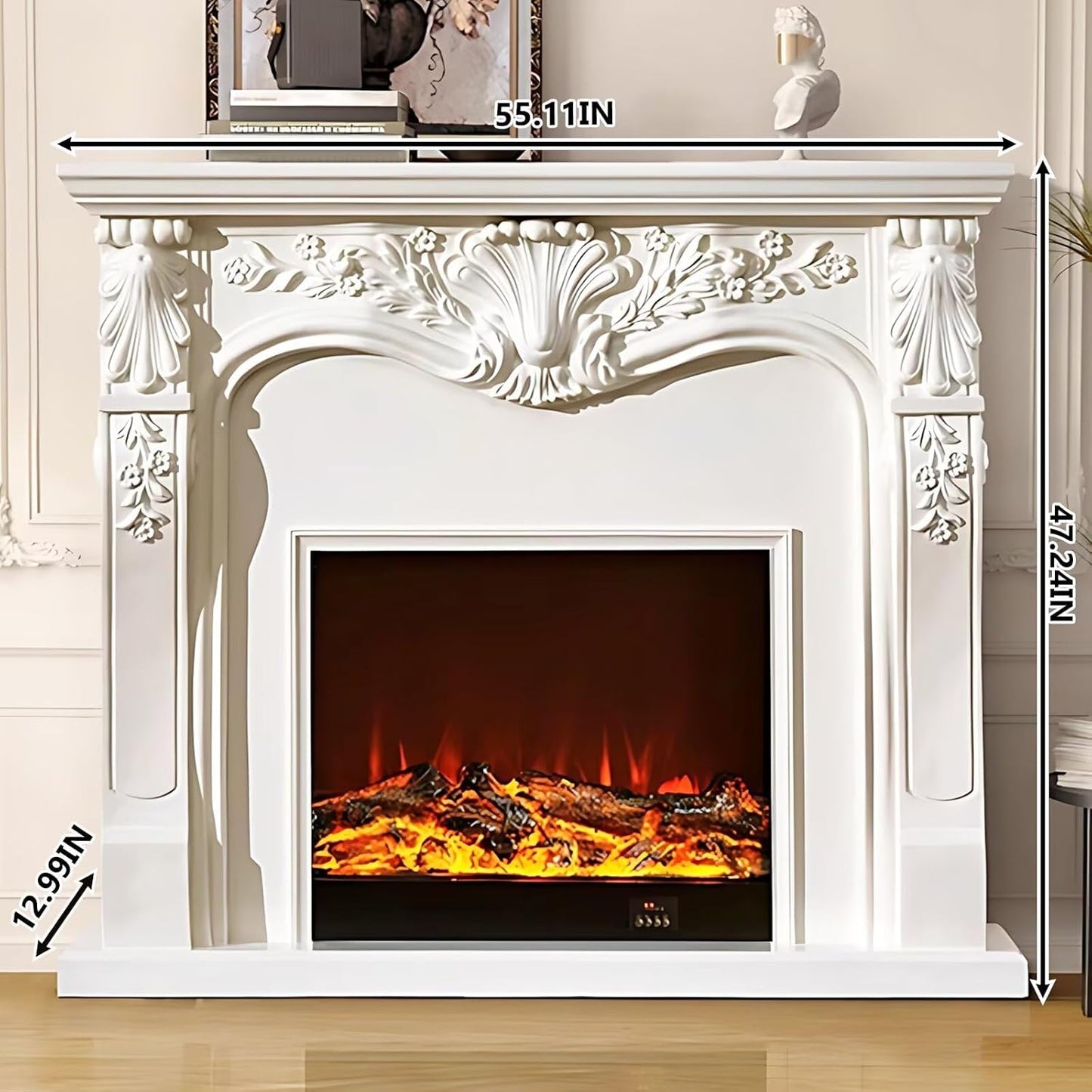Aihm-Lon Exquisite Electric Fireplace with Spacious Countertop 55”