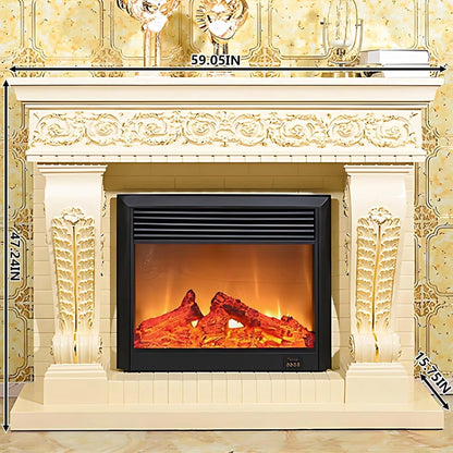 Aihm-Lon Freestanding Electric Fireplace with White Retro Design 59”
