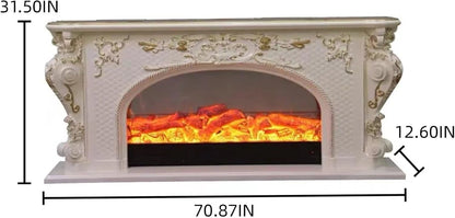 Aihm-Lon Electric Fireplace Includes 3D Texture with White Luxury Arched Frame 71”