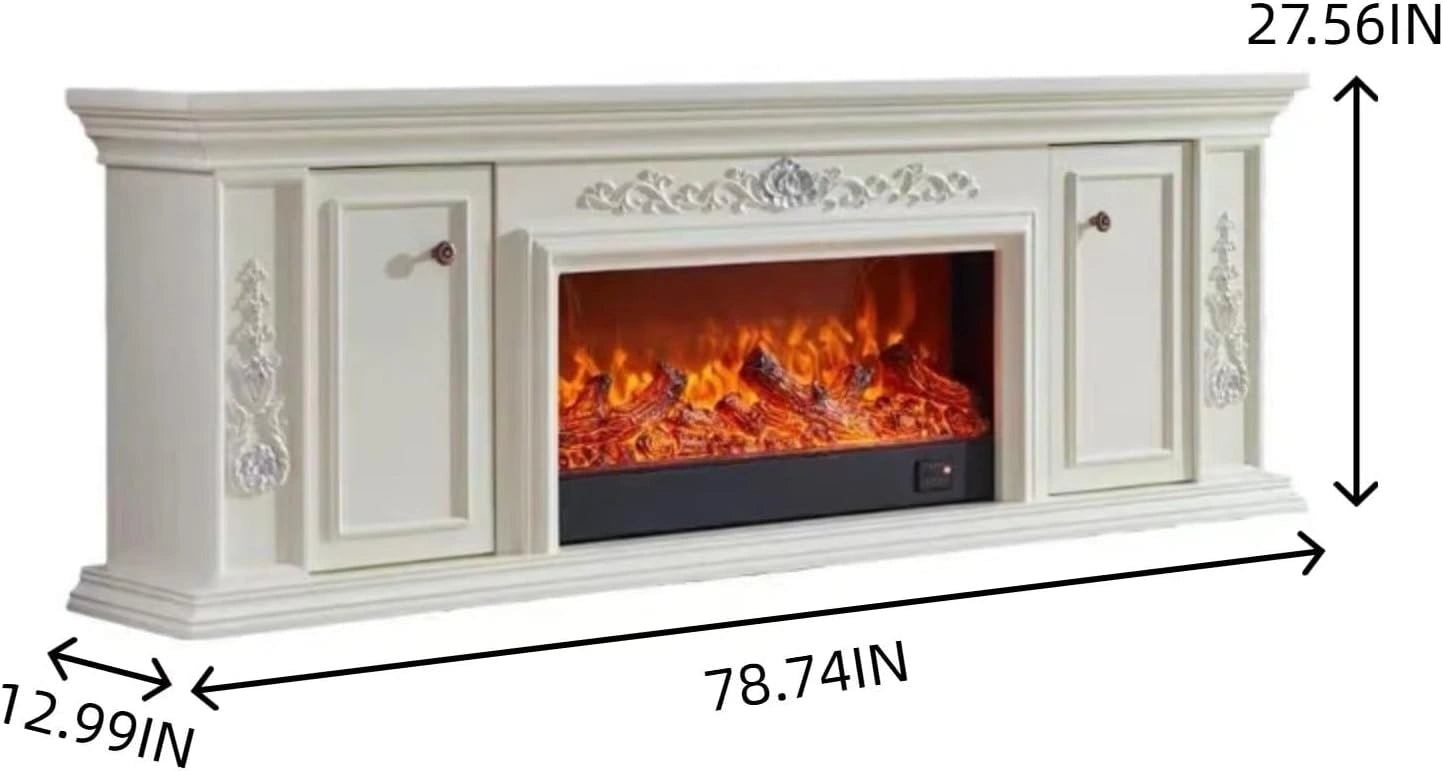 Aihm-Lon Freestanding Electric Fireplace with Classic Carving Faux Flame 79”