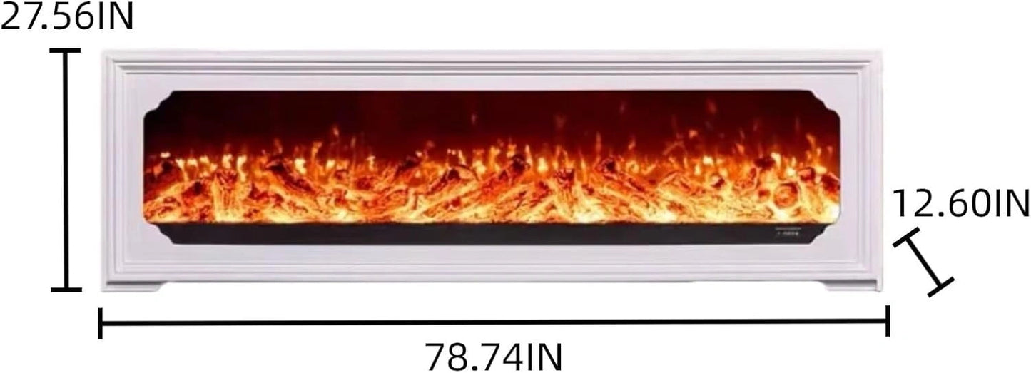 Aihm-Lon Modern Electric Fireplace Includes White Layered Lines Design 79”