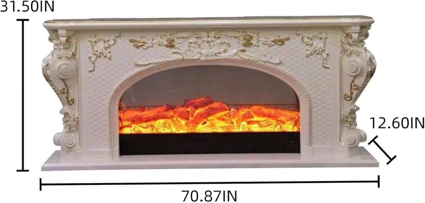 Aihm-Lon White Electric Fireplace with Luxury Arched Frame 71”