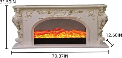 Aihm-Lon White Electric Fireplace with Luxury Arched Frame 71”