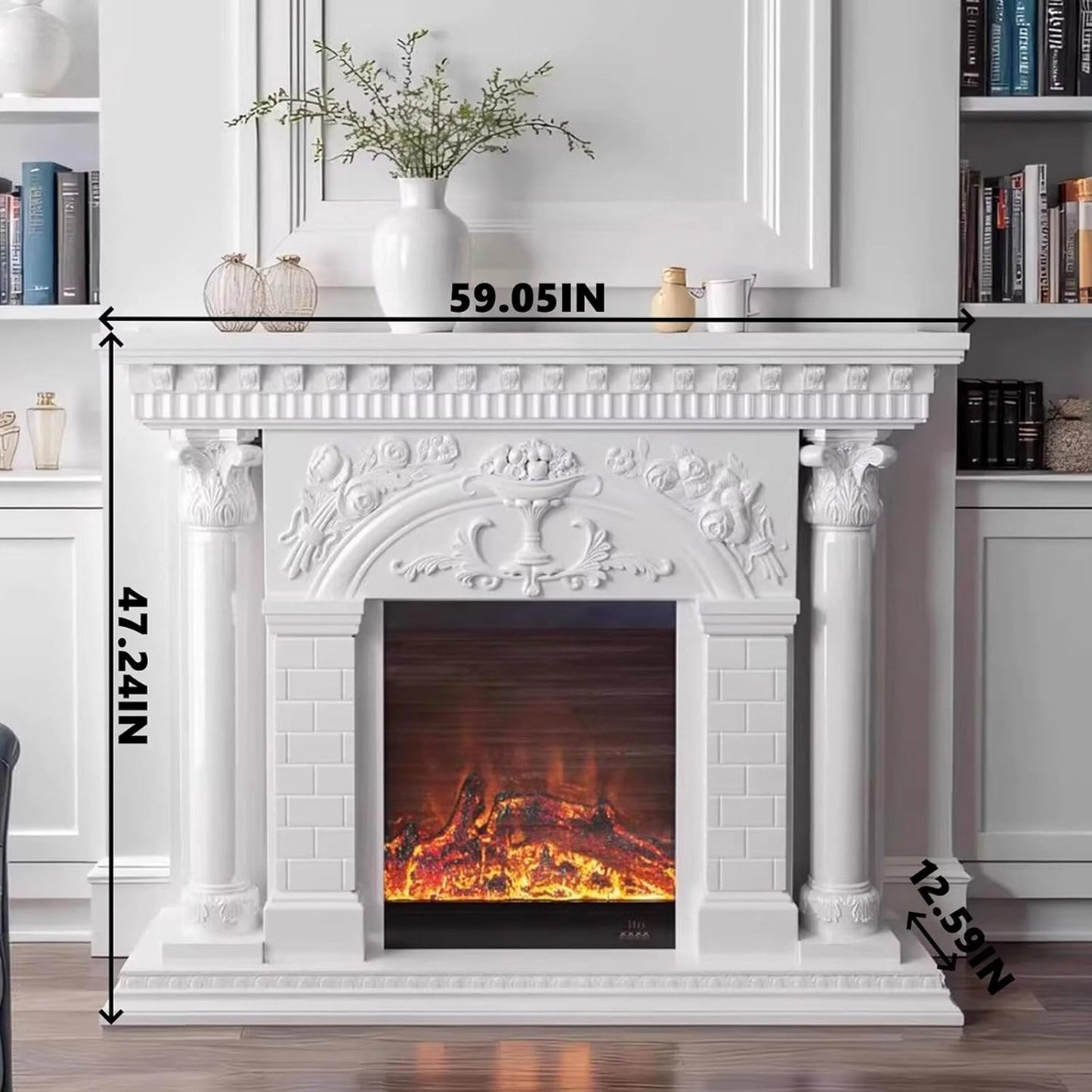 Aihm-Lon Electric Fireplace Heater with Unique Roman Column Design