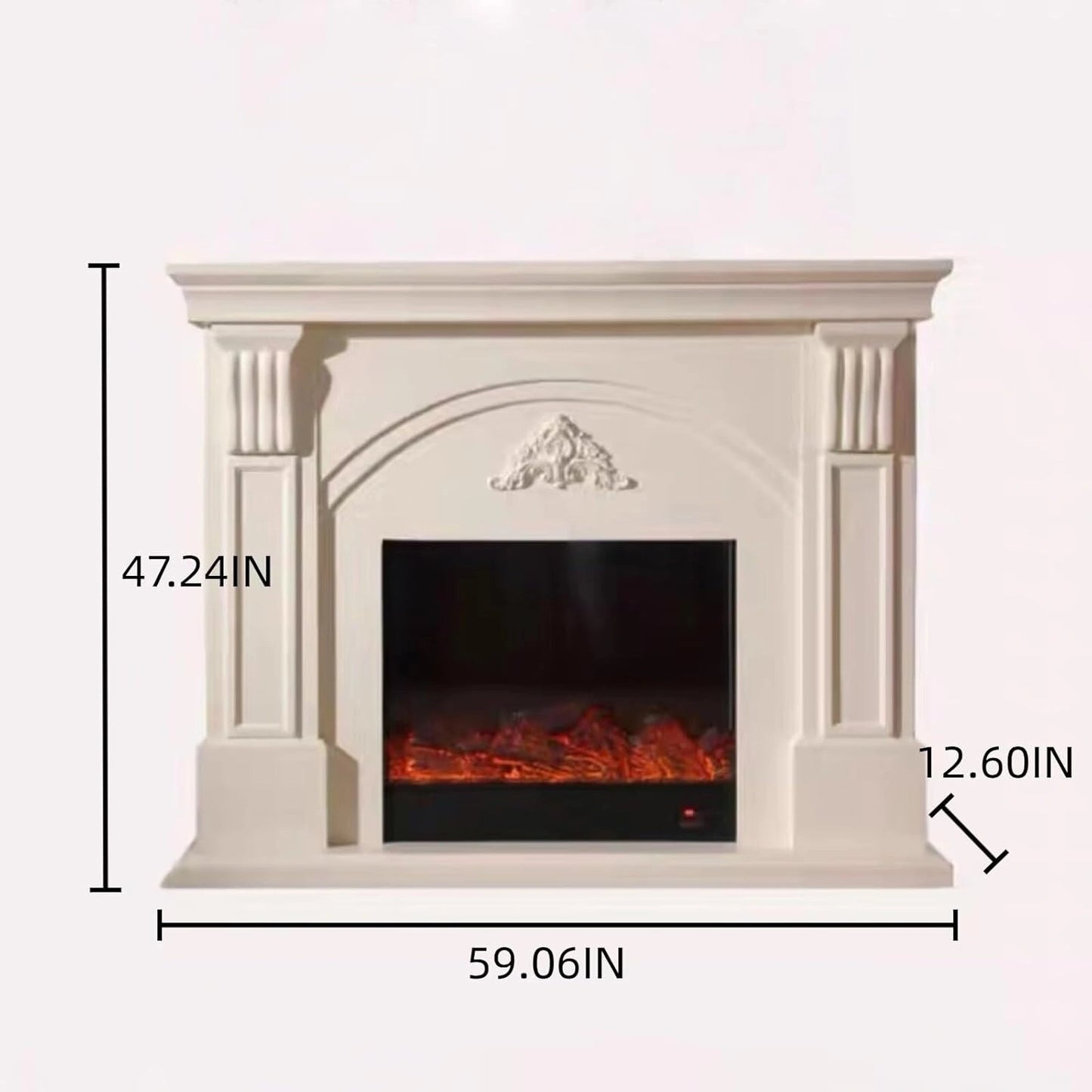 Aihm-Lon Freestanding Electric Fireplace with Arch-shaped Design and Relief Patterns 59”