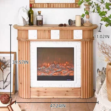 Aihm-Lon Brown Retro Electric Fireplace with Natural Texture 47”