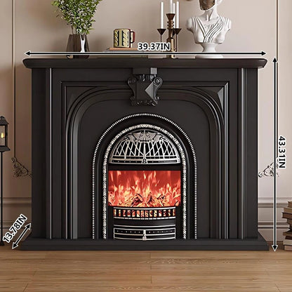 Aihm-Lon Elegant Electric Fireplace with Vintage Birdcage and Faux Flames 39”-59”