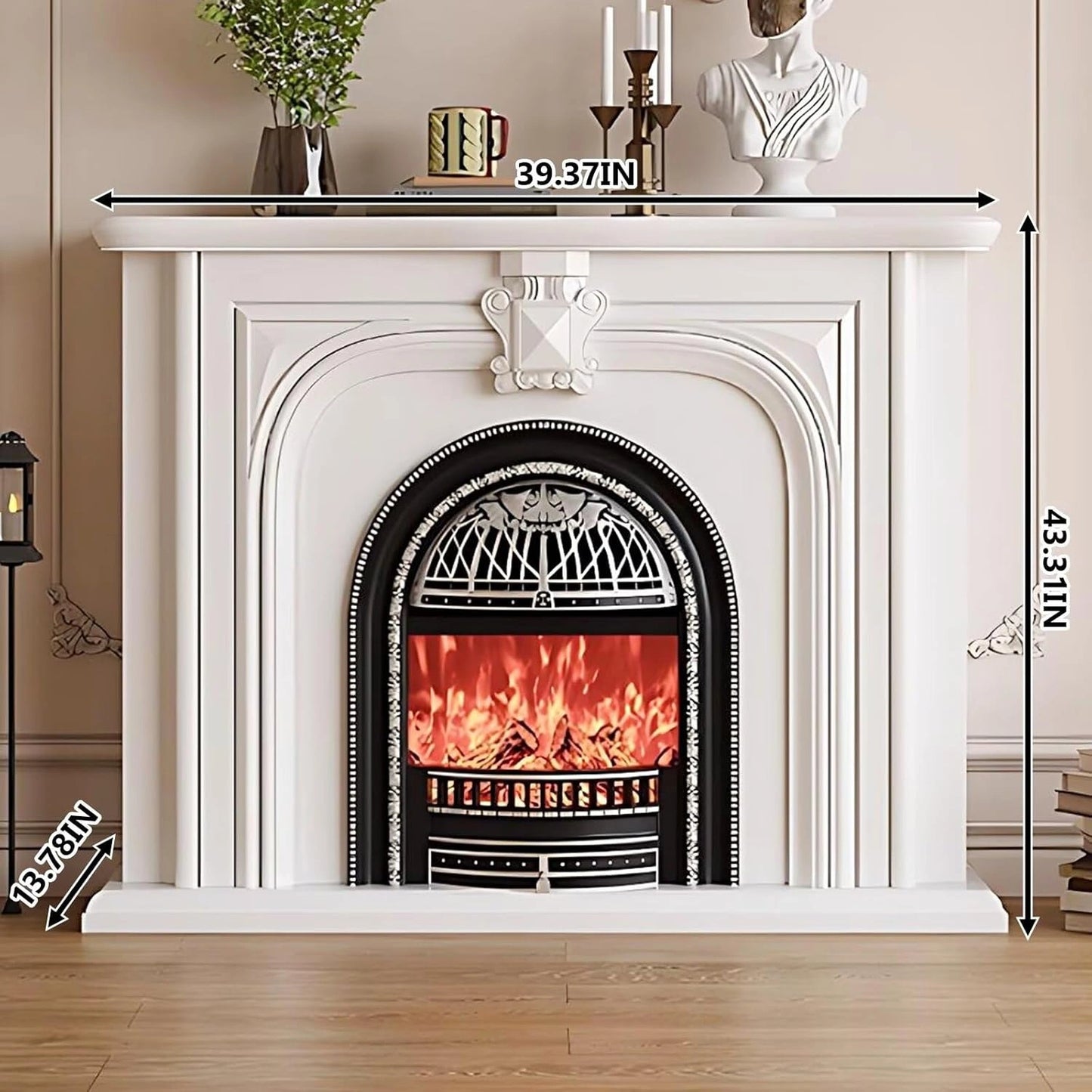 Aihm-Lon Elegant Electric Fireplace with Vintage Birdcage and Faux Flames 39”-59”