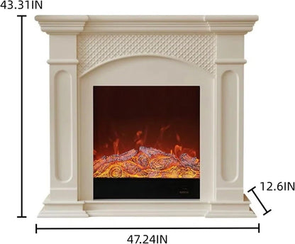 Aihm-Lon Simple Electric Fireplace Includes Diamond Pattern & Curved Frame 47”