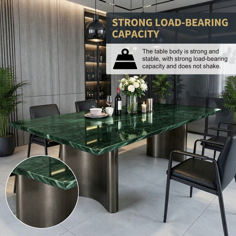 56" Luxury Dinning Table for 4-6 People (Polished Green Slate Countertop)