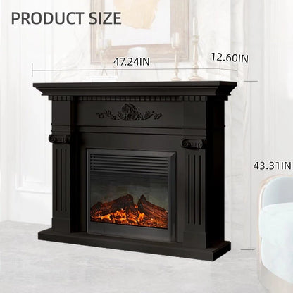 Aihm-Lon Freestanding Electric Fireplace Includes Black Modern Carvings 47” - 71”