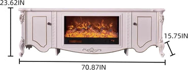Aihm-Lon White Electric Fireplace Includes Gold-Traced 71”