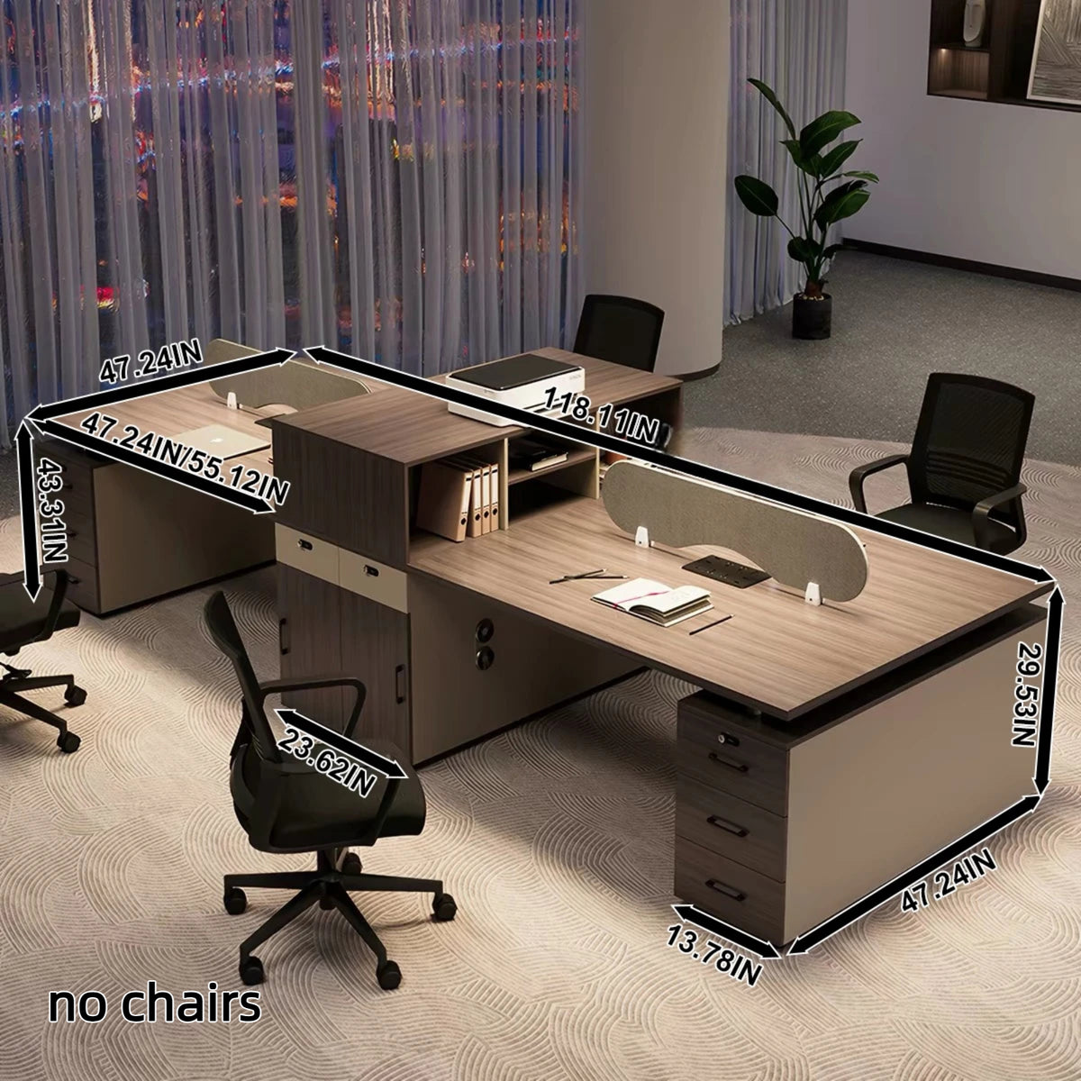 Workstation Black Wood Grain 118.11IN No Chairs