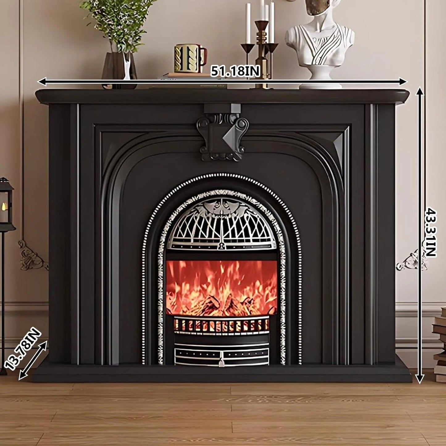 Aihm-Lon Elegant Electric Fireplace with Vintage Birdcage and Faux Flames 39”-59”