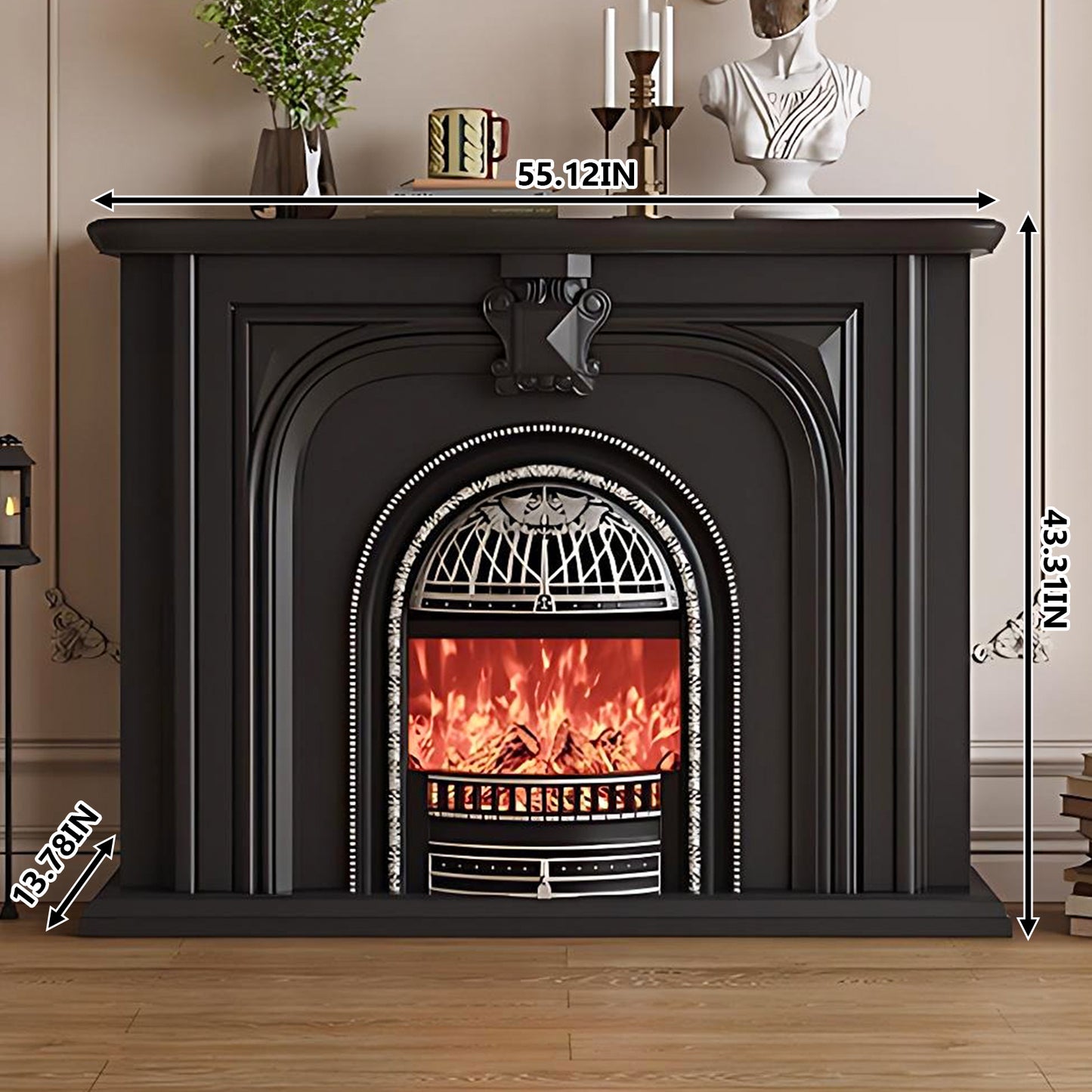 Aihm-Lon Luxurious Electric Fireplace with Retro Birdcage Shape 39’’-59’’