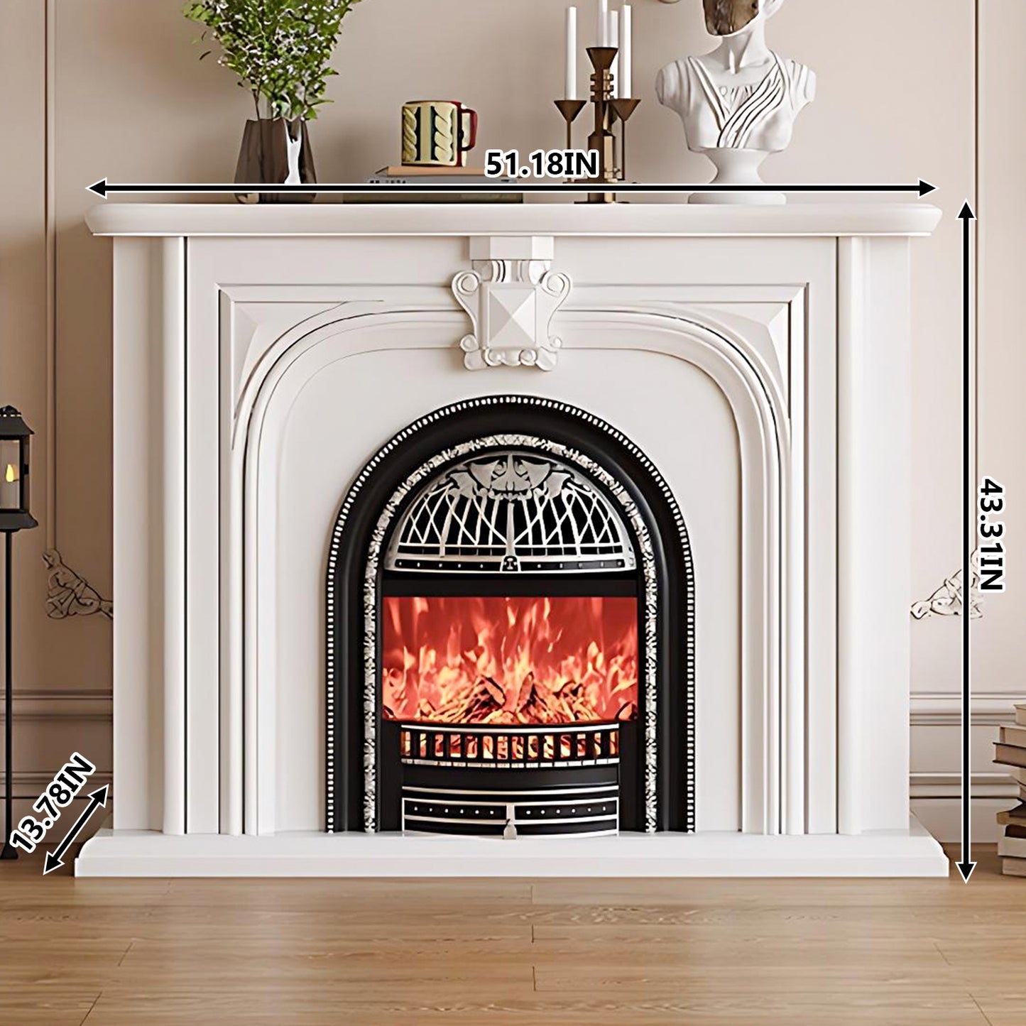 Aihm-Lon Luxurious Electric Fireplace with Retro Birdcage Shape 39’’-59’’
