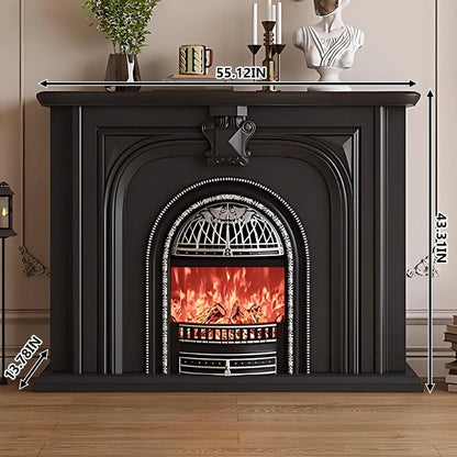 Aihm-Lon Elegant Electric Fireplace with Vintage Birdcage and Faux Flames 39”-59”