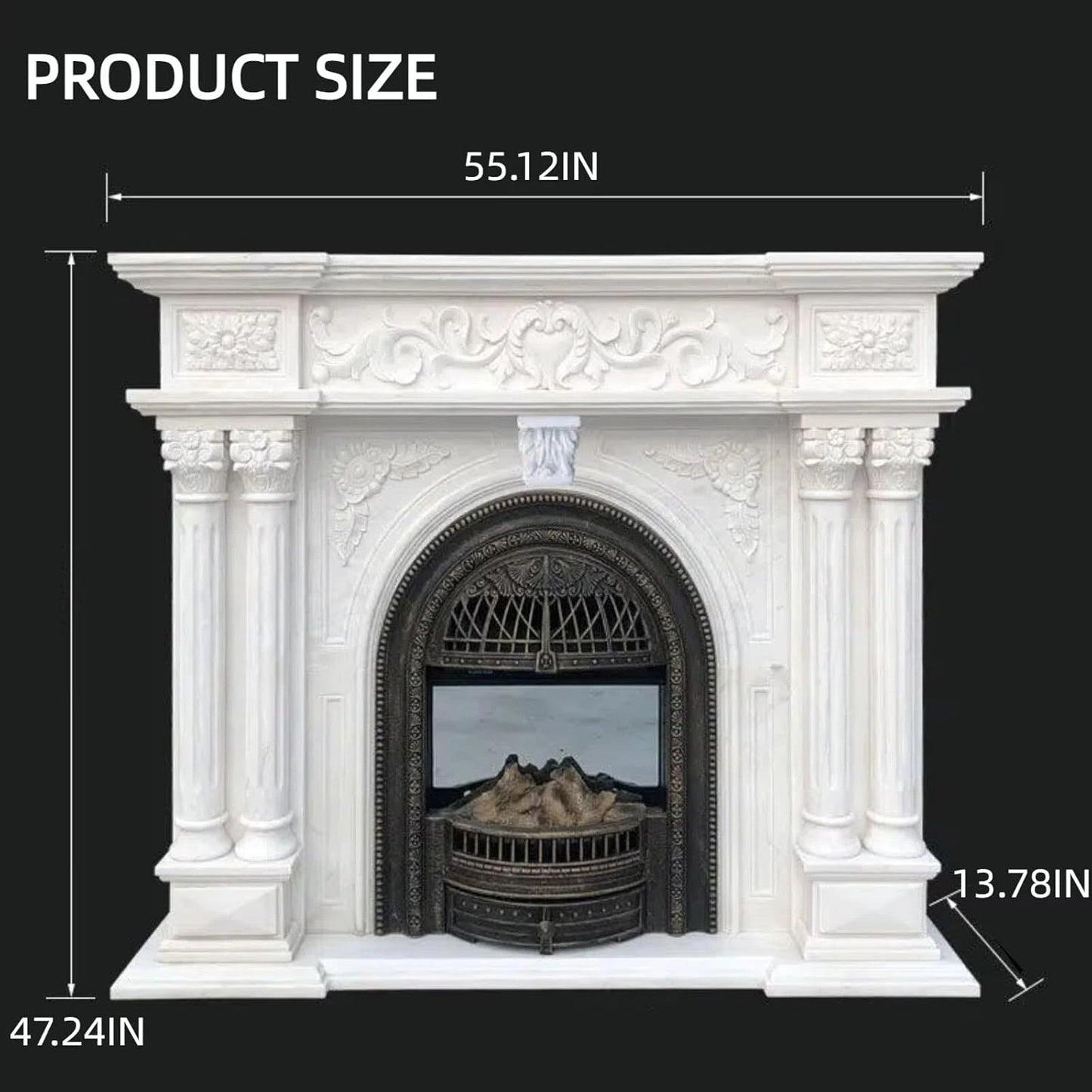 Aihm-Lon Electric Fireplace Includes Luxury Carving & Birdcage Firebox 55” - 63”