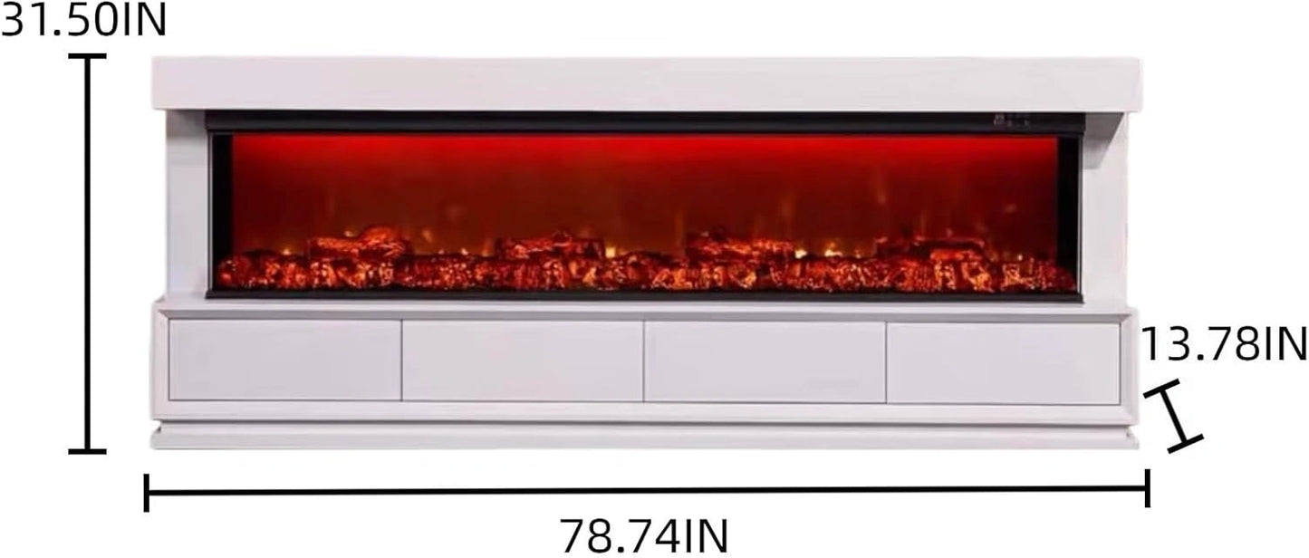 Aihm-Lon Simple Electric Fireplace with Three-Sided Faux Flame 79”