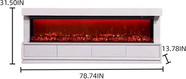 Aihm-Lon Simple Electric Fireplace with Three-Sided Faux Flame 79”