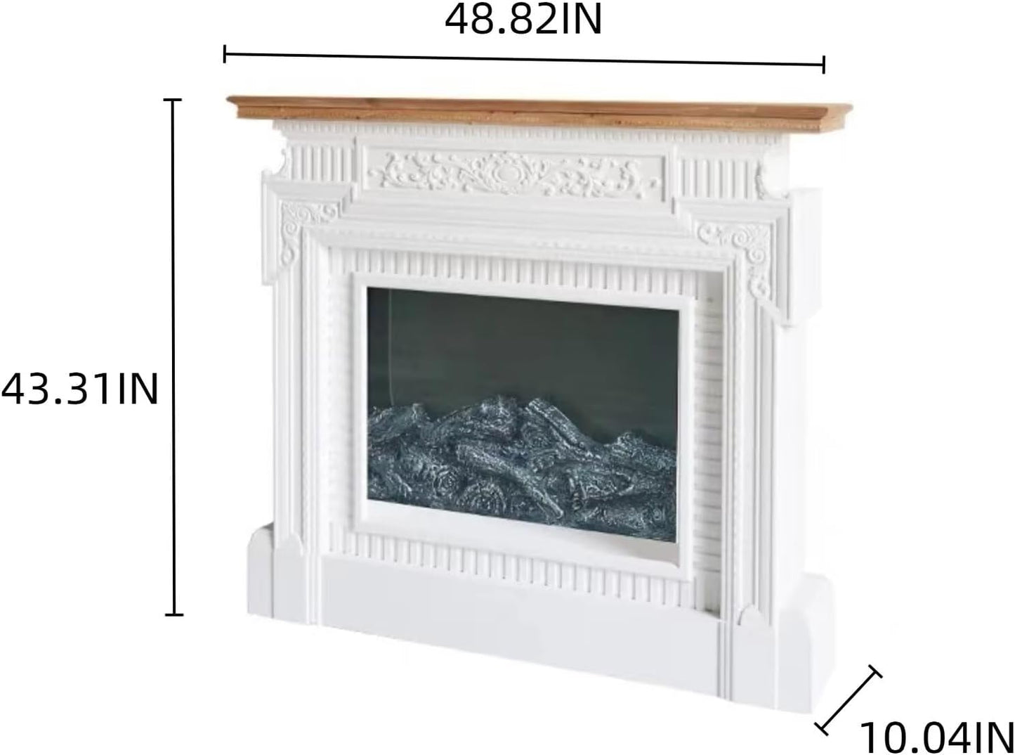 Aihm-Lon White Indoor Electric Fireplace with Retro Engraving 49”