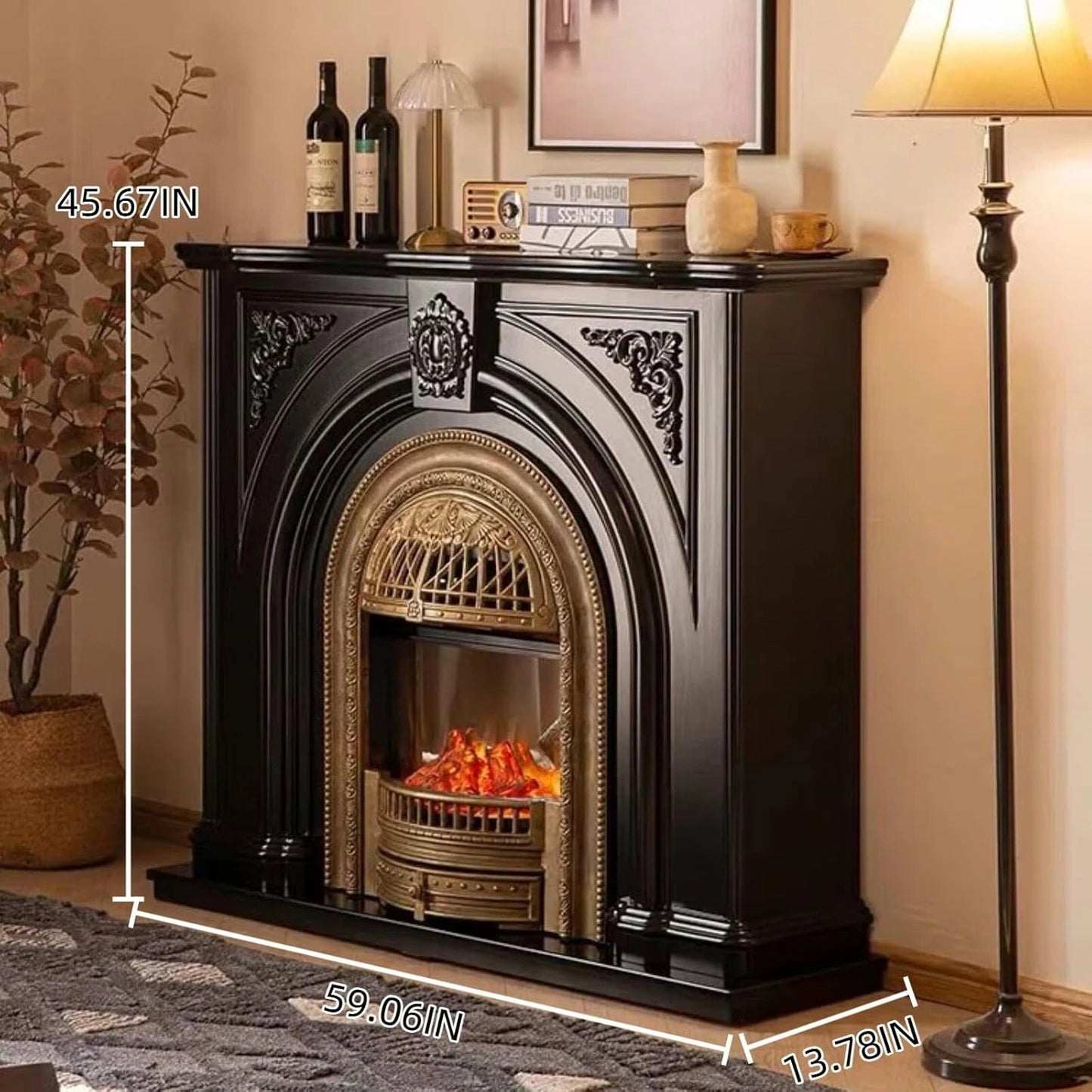 Aihm-Lon Modern Electric Fireplace Includes Arched Birdcage 43”-59”