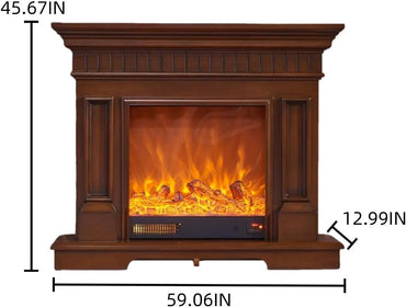 Aihm-Lon Brown Electric Fireplace Includes Classic Line Design 47”-59”