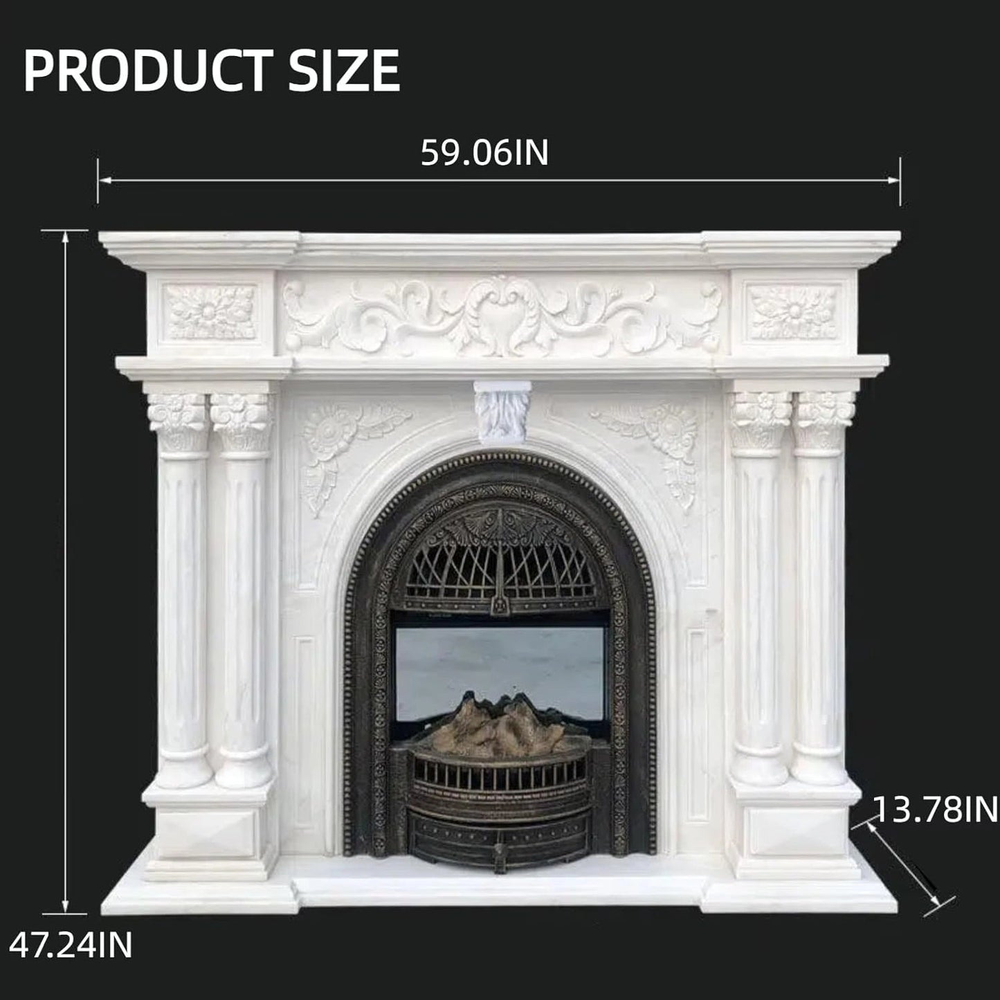 Aihm-Lon Electric Fireplace Includes Luxury Carving & Birdcage Firebox 55” - 63”