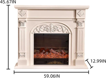 Aihm-Lon Electric Fireplace with Mantel Includes Modern Floral Carvings 47” – 59”