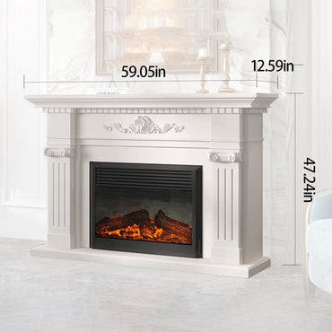 Aihm-Lon Elegant Electric Fireplace Includes White Modern Carvings 47”-71”
