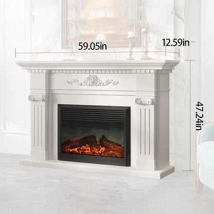 Aihm-Lon Elegant Electric Fireplace Includes White Modern Carvings 47”-71”