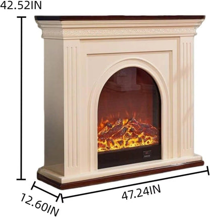 Aihm-Lon Tall Electric Fireplace Includes 3D Floral Carving & Arched Firebox 47”