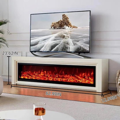Aihm-Lon Electric Fireplace Includes White Modern Layered Line Design 63”-79”
