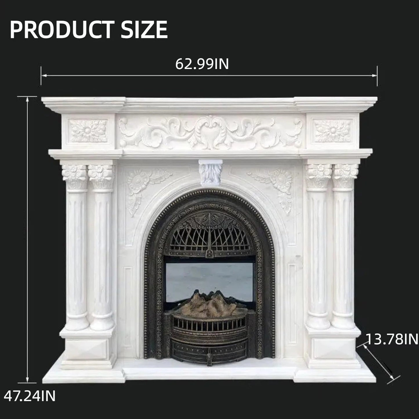 Aihm-Lon Electric Fireplace Includes Luxury Carving & Birdcage Firebox 55” - 63”