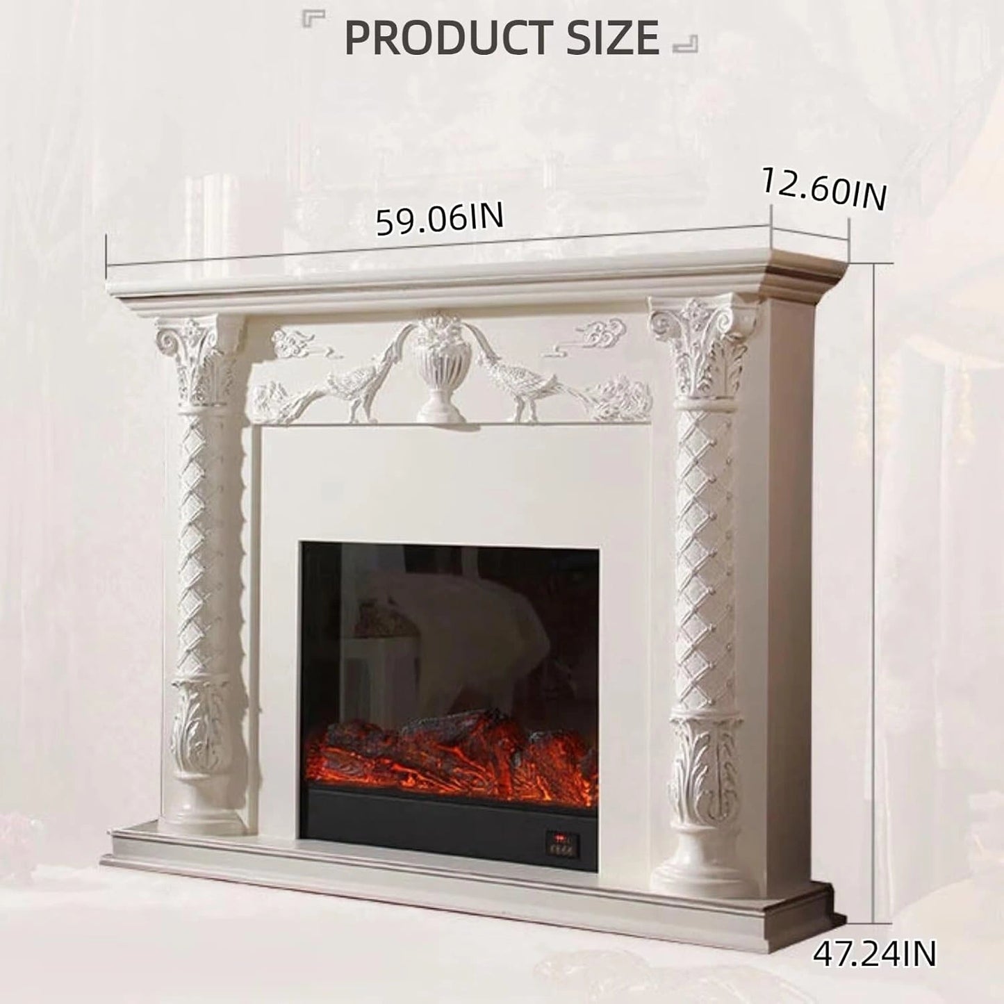 Aihm-Lon Luxurious Electric Fireplace Includes Carved Column 59”