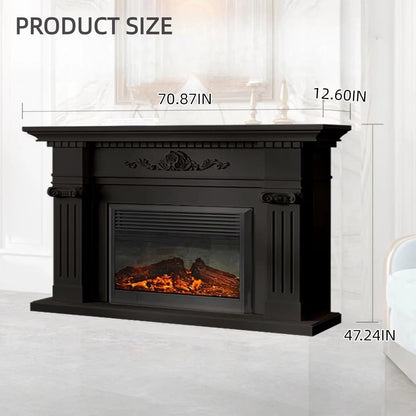 Aihm-Lon Freestanding Electric Fireplace Includes Black Modern Carvings 47” - 71”