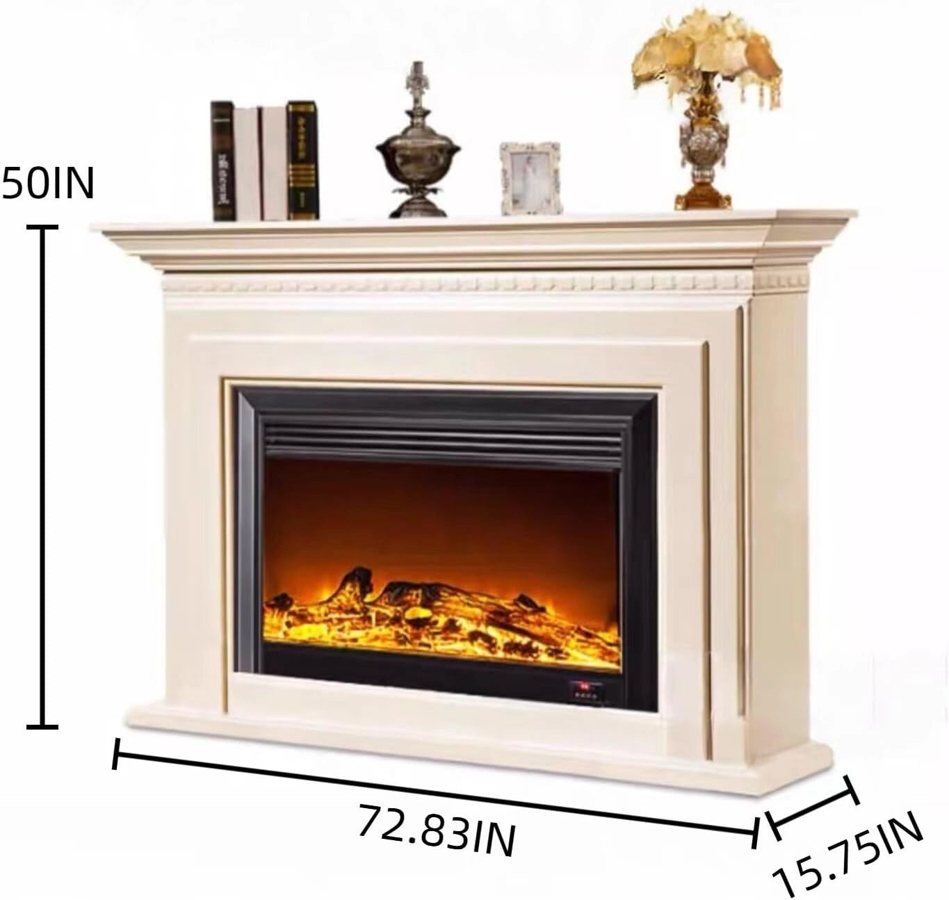 Aihm-Lon Indoor Electric Fireplace White Faux Chimenea TV Stand 73”
