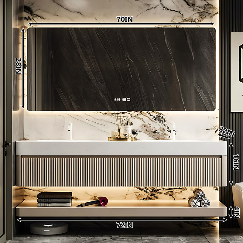 52"- 96" Modern Double Bathroom Cabinet Set with Defogging Mirror and Sink