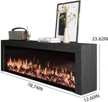 Aihm-Lon Modern Electric Fireplace Includes Wood Grain with Decorative Flame 79”